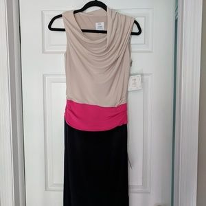 Asymetrical drape top, Suzi Chin dress.